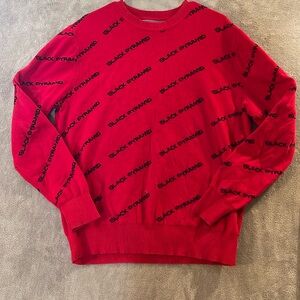 Black Pyramid Crewneck Heavy Sweater Men’s Sz XL Red with‎ Black Allover print